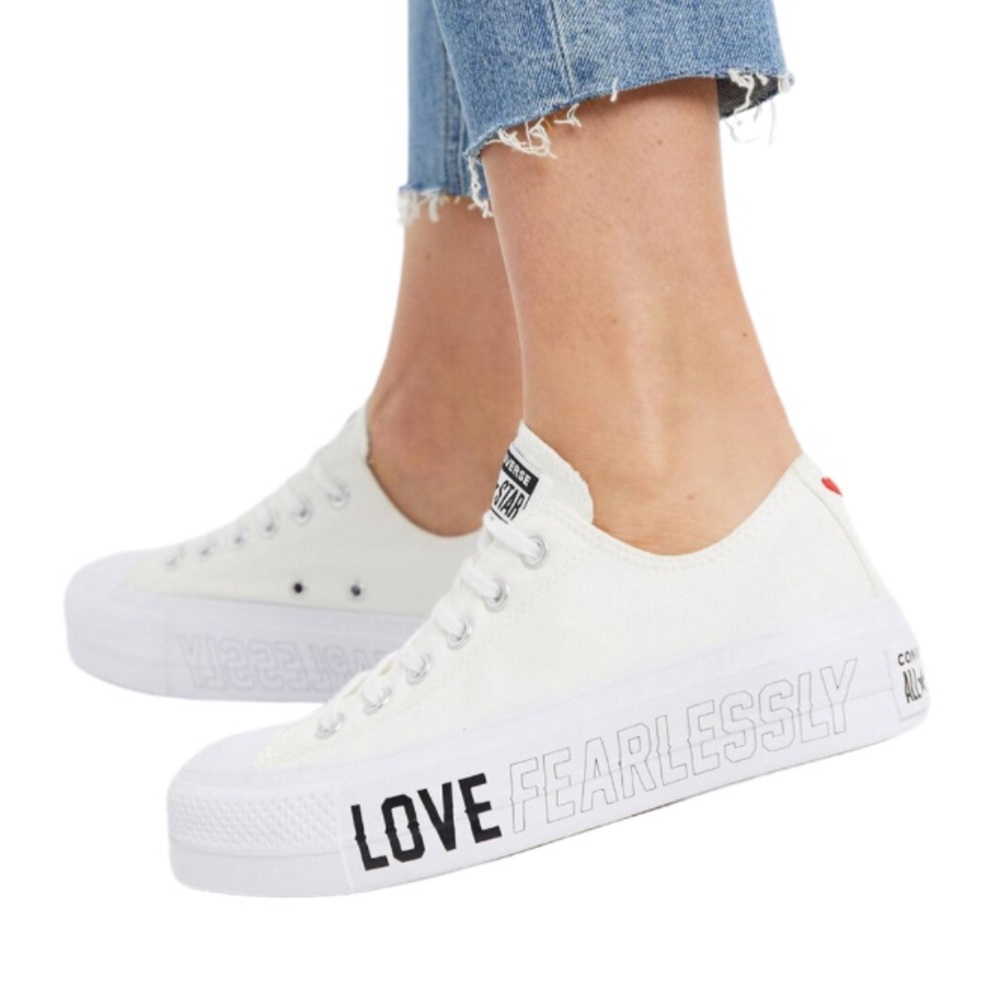 Converse Low Top Chuck Taylor All Star Platform Love Fearlessly Sneaker 6.5  8.5